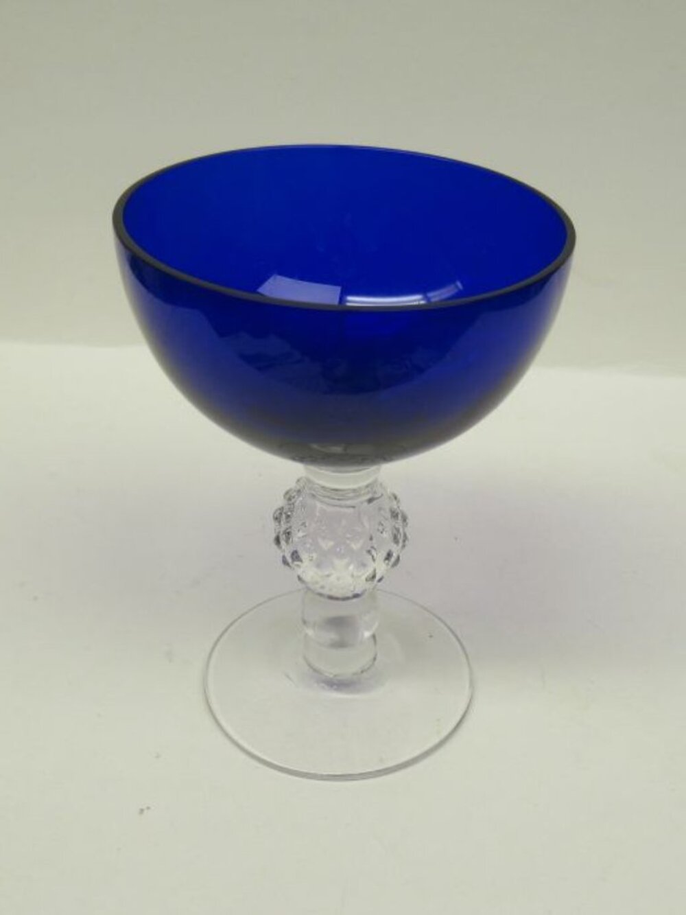 Morgantown Glass Ritz Blue Cobalt GOLF BALL 4 7/8 Inch Tall Sherbet Champagne